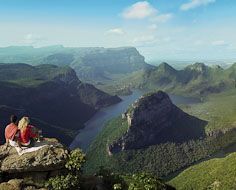 The majestic Blyde River Canyon on South Africa's Panorama Route. The 'Three Rondavels' is visible to the right.