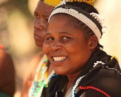 A lady at the DumaZulu Cultural Village in traditional Zulu dress.