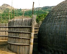 Traditional bee-hive shaped Swazi Huts at the Mantenga Cultural Village in Ezulwini - Swaziland.